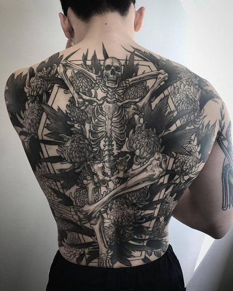 Backpiece Tattoo, Full Back Tattoos, Back Tattoos For Guys, Dark Art Tattoo, Back Piece, Dark Tattoo, Black Ink Tattoos, Black Work, Back Tattoos