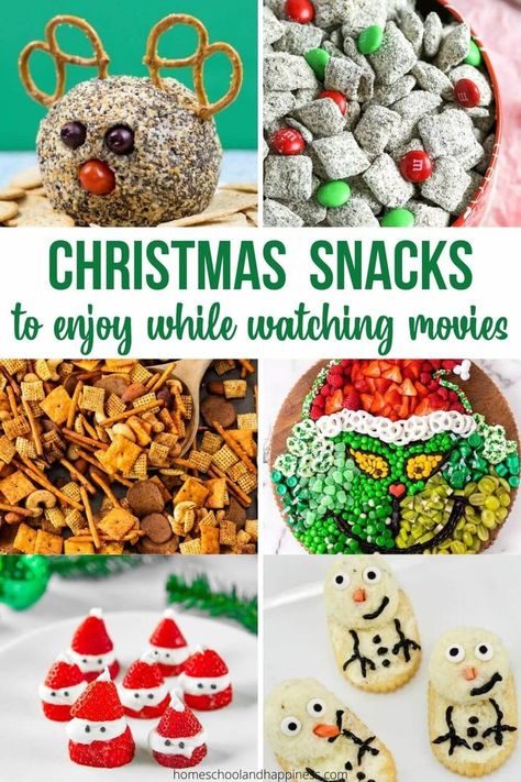 Christmas Movie Night Snacks Movie Night Snacks Christmas, Holiday Movie Night Snacks, Christmas Movie Night Ideas Snacks, Christmas Movie Snack Ideas, Rudolph Movie Night, Kids Christmas Movie Night, Christmas Movie Night Ideas For Kids, Christmas Movie Food Ideas, Christmas Movie Night Food