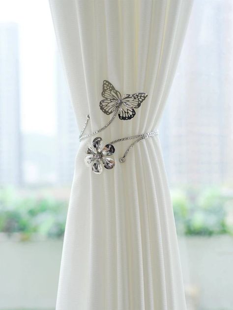 1pc Zinc Alloy Curtain Holdback, Minimalist Butterfly Design Curtain Buckle For Home | SHEIN USA Shein Room Decor, Butterfly Room Decor, Drapery Tiebacks, Butterfly Room, Flower Curtain, Curtains Holdbacks, Metal Curtain, Room Color Schemes, Beautiful Curtains