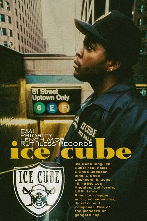 Poster Ice Cube Poster, Friday Ice Cube, Artist Posters, Apt Decor, Grunge Band, A$ap Rocky, Biggie Smalls, Gangsta Rap, Music Posters