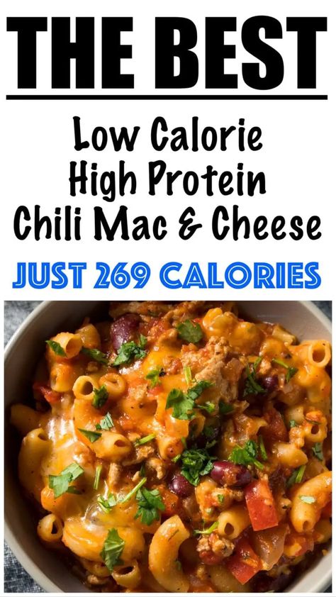 Healthy Chili Mac and Cheese Low Carb Chili Mac, Light Mac And Cheese Healthy, Healthy Chili Mac And Cheese, Turkey Chili Mac And Cheese, Light Chili Recipe Healthy, Healthy Taco Mac And Cheese, Crockpot Protein Mac And Cheese, Low Calorie High Protein Chili, Mason Fit Recipes