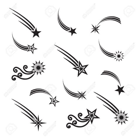 Shooting Star Drawing, Shooting Star Tattoo, Stars Vector, Stars Icon, Tattoo Filler, Star Tattoo Designs, Doodle Art Journals, Stars Wallpaper, Star Tattoo