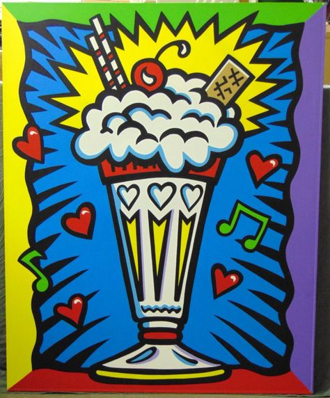 Ice Cream Sundae by Burton Morris Peter Judson, Pop Art Candy, Burton Morris, Pop Art Product, Joost Swarte, Bad Candy, Corn Painting, Pop Art Food, Food Pop