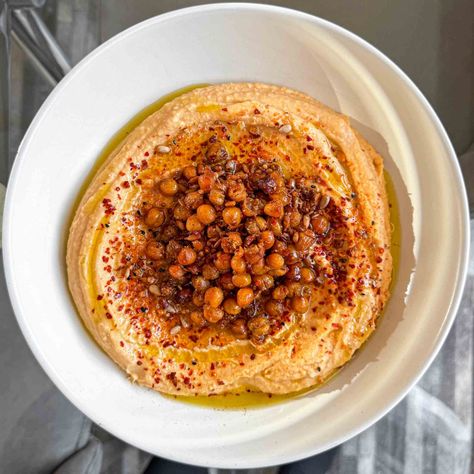 Sweet Potato Hummus - Zena's Kitchen Miso Carrots, Leftover Sweet Potato, Onion Hummus, Chicken Hummus, Potato Hummus, Potato Bowls, Classic Hummus, Tofu Burger, Sweet Potato Hummus