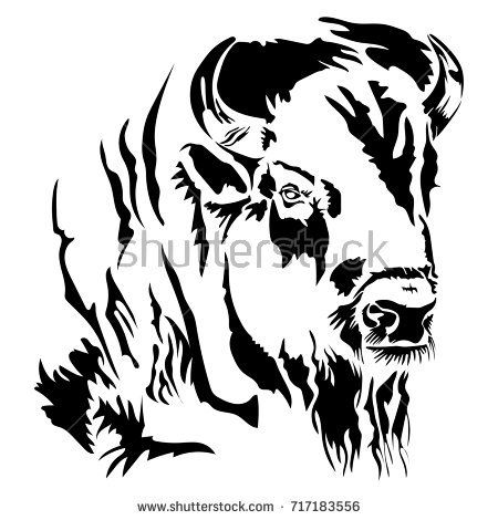 Buffalo Bison Head Silhouette | Buffalo Head Stock Images, Royalty-Free Images & Vectors | Shutterstock Buffalo Painting, Native American Drawing, Silhouette Head, Buffalo Head, Bison Art, Wood Burning Stencils, American Bull, Ski Art, Native American Pictures