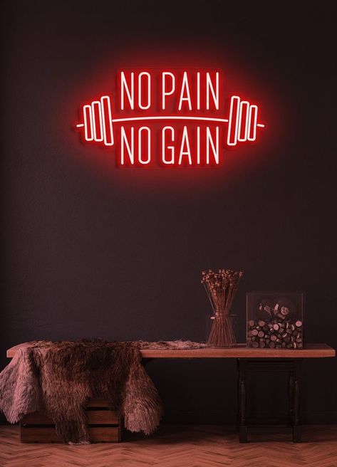 Gym Design Interior, Metal Cylinder, Electricity Consumption, Inspirational Quotes Wallpapers, No Pain No Gain, Sign Company, Gym Decor, Neon Design, Light Emitting Diode