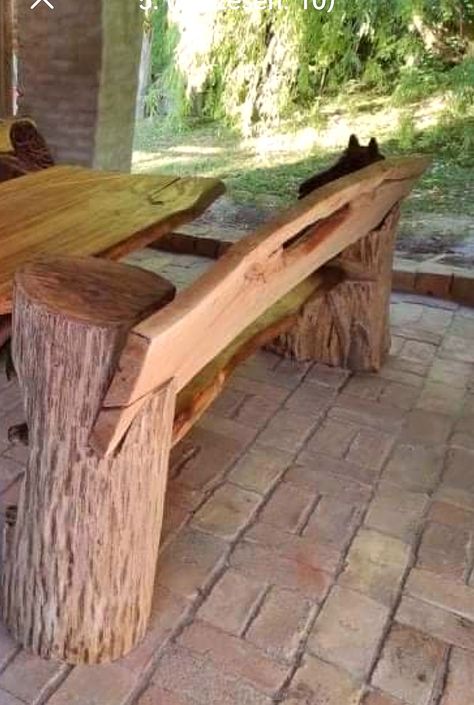 Log Benches Outdoor, Log Benches, Tree Chair, Log Chairs, Outdoor Restaurant Patio, Forest Crafts, Chainsaw Wood Carving, Log Bench, Rustic Log Furniture