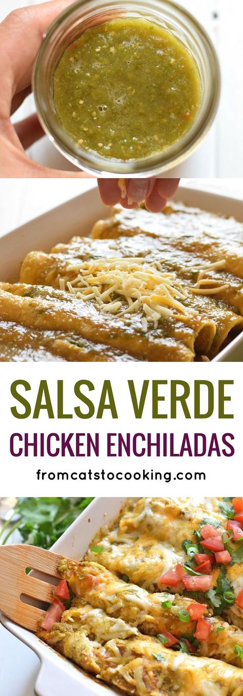 Verde Chicken Enchiladas, Mexican Salsa Verde, Enchiladas Verdes Recipe, Salsa Verde Chicken Enchiladas, Verde Chicken, Salsa Verde Chicken, Mexican Salsa, Tomatillo Salsa, Diner Recept