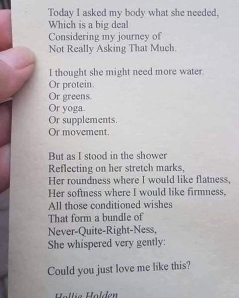 This is EXACTLY what I’ve dealing with in my body these days. Asking your pain what it needs and if you really listen it will tell you. If you don’t ask and listen you will get more of the same pain …or worse. It will get much much worse. What I know for sure is it’s not going away until we address it…just won’t. Then it becomes what you know...comfortable in the discomfort. Awful. #changeyourthinkingchangeyourlife #justdoit✔️ #luciaferraro #listentomybody Body Neutrality, Body Quotes, Body Positive Quotes, Body Acceptance, Recovery Quotes, Love My Body, Just Love Me, Body Healing, Hard Days