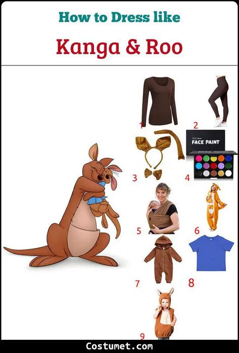 Kanga and Roo Costume for Cosplay & Halloween 2023 Kanga And Roo Halloween Costume, Kanga Costume Winnie The Pooh Diy, Kanga And Roo Costume, Kanga Costume, Kangaroo Costume Diy, Winnie The Pooh Kanga, Kangaroo Costume, Best Costume Ideas, Kanga And Roo