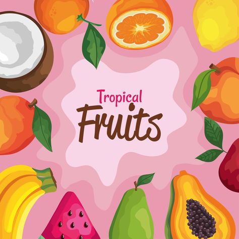 letras de frutas tropicales Crunchy Fruit, Fruit Logo Design, Fruits Design, Juice Logo, Food Vans, Fruit Splash, Fruit Logo, Fruit Design, Tropical Fruits