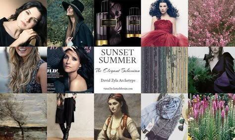 David Zyla Archetypes, Zyla Summer, Zyla Archetypes, Color Analysis Summer, David Zyla, Dark Summer, Style Analysis, True Summer, Elegant Bohemian