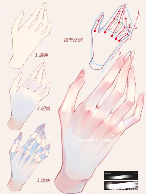 tutorials on drawing hands Chinese Digital Art Tutorial, Chinese Art Tutorial, Hands Tutorial, Drawing Hands, Chinese Writing, Hand Drawing Reference, Paint Brush Art, Art Tools Drawing, Sketches Tutorial