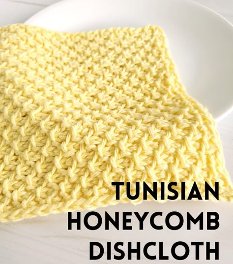 Tunisian Crochet Honeycomb Dishcloth Pattern - The Unraveled Mitten Tunisian Crochet Wash Cloth Patterns, Tunisian Crochet Dish Cloth Free Pattern, Tunisian Dishcloth Patterns, Tunisian Crochet Dishcloths Free Patterns, Tunisian Crochet Potholder Patterns Free, Tunisian Washcloth Free Pattern, Tunisian Crochet Honeycomb Stitch, Tunisian Dishcloth Patterns Free, Tunisian Honeycomb Stitch