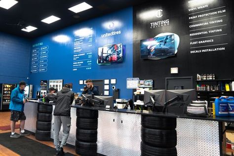 Shop Bathroom Ideas, Daycare Room Design, Car Wash Systems, Car Inspection, Tire Shop, Automotive Shops, Food Truck Business, Exterior Signage, Auto Repair Shop