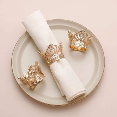 Table Settings Napkins, Banquet Table Decorations, Luxury Napkin, Dining Table Settings, Easter Napkins Rings, Craft Holder, America Theme, Gold Napkin Rings, Crown Decor