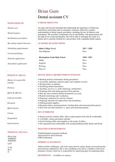 Dental Assistant Student Curriculum Vitae - How to draft a Dental Assistant Curriculum Vitae if you are Dental student that will impress? Download this Dental Student Curriculum Vitae template now! Student Cv, Dental Hygienist School, Dental Assistant Study, Dental Hygiene Student, Curriculum Vitae Template, School Template, Dental School, Dental Student, Dental Procedures