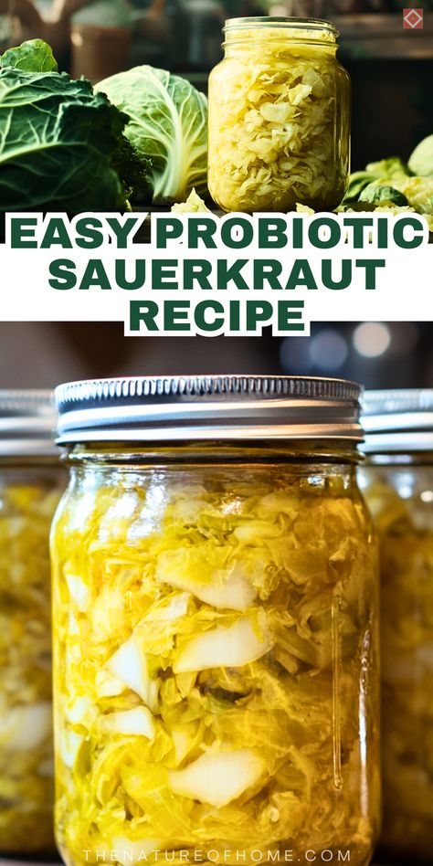 Learn how to make sauerkraut fast with this easy recipe! Full of probiotics and perfect for canning, it’s a great addition to your pantry. Save this pin for a quick, healthy way to ferment sauerkraut at home. Easy Sauerkraut, Easy Sauerkraut Recipe, Make Sauerkraut, Fermented Sauerkraut, Sauerkraut Recipe, Homemade Sauerkraut, Probiotic Benefits, Fermented Cabbage, Sauerkraut Recipes