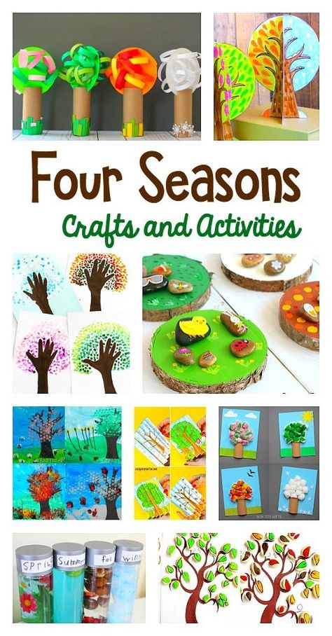 15 Super Cute Four Seasons Crafts and Activities for Kids: Spring, Summer, Winter, and Fall Art Projects and Sensory Activities for toddlers, preschool, kindergarten, and elementary! Seasons Kindergarten, Four Seasons Art, Seasons Preschool, Crafts And Activities For Kids, Seasons Activities, Fall Art Projects, Winter Art Projects, Sensory Activities Toddlers, Activities For Toddlers