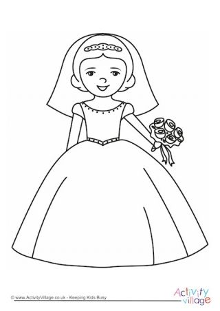 Bride Colouring Page Bridal Coloring Pages, Bride Coloring Pages, Bridesmaid Things, Wedding Books, Wedding Coloring Pages, Wedding With Kids, Wedding Book, Art Kit, Preschool Worksheets