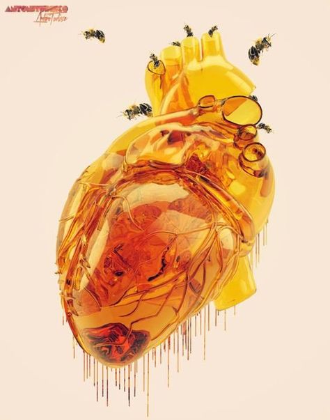 Honeycomb heart Antoni Tudisco, Anatomical Heart Art, Honey Art, The Human Heart, Heart Images, Anatomical Heart, Human Heart, Bee Art, 3d Artist