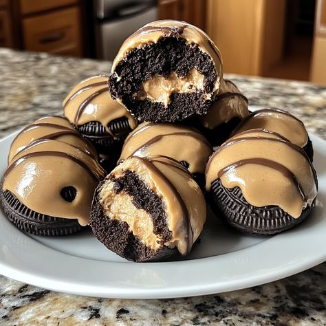 Peanut Butter Cookie Truffles, Reeses Peanut Butter Oreo Truffles, Peanut Butter Oreo Truffles, Reese's Oreo Balls, Mini Reeses Cup Recipes, Peanut Butter Oreo Cookie Balls, Reeses Cup Recipes, Oreo Peanut Butter Balls, Peanut Butter Oreo Balls