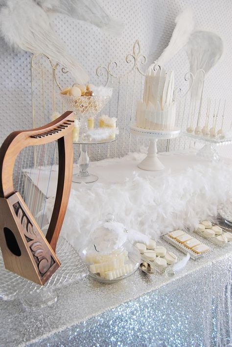 Angel Wings Baby Shower Cake | ... Angel party ideas and elements from this beautiful Baby Shower are Angel Wedding Theme, Angel Party Ideas, Angel Wings Party Theme, Feather Theme Party, Angel Theme Wedding, Heaven Decorations Party, Angel Themed Dessert Table, Angel Theme Party Decorations, Heaven Centerpieces