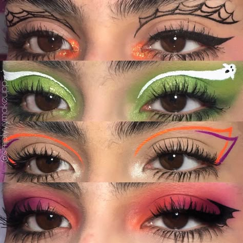 Graphic Liner Halloween, Graphic Eyeliner Halloween, Halloween Graphic Eyeliner, Eyeliner Face Art, Water Activated Eyeliner Looks, Crazy Eyeliner Looks, Halloween Graphic Liner, Eyeliner Ideas Creative, Halloween Eyeliner Ideas