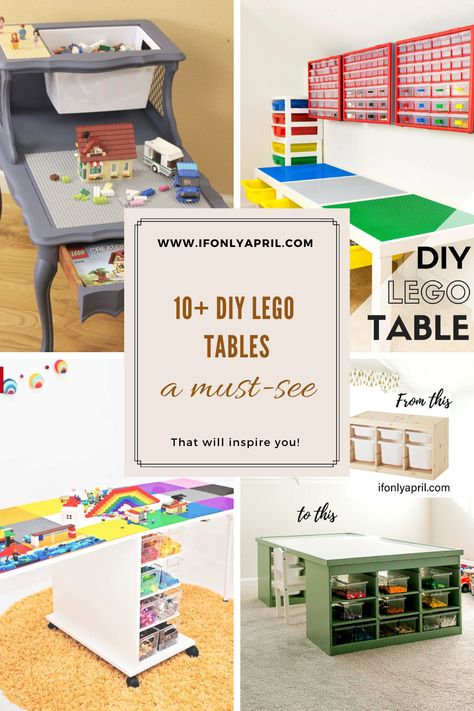 10 LEGO table ideas that kids would be excited about Lego Building Table For Adults, Lego Desk Diy, Lego Table Diy Storage, Lego Train Table, Lego Table For Adults, Lego Tables Diy, Lego Table For Older Kids, Lego Table Ideas, Diy Lego Table With Storage