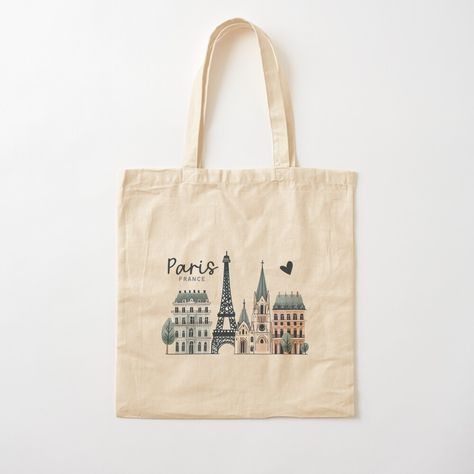 Get my art printed on awesome products. Support me at Redbubble #RBandME: https://www.redbubble.com/i/tote-bag/Paris-France-by-WanderlustCoCo/164953422.P1QBH?asc=u Paris Souvenirs Aesthetic, Paris Keychain, France Stickers, France Souvenirs, Paris Cityscape, Paris Tee, Minimalist Illustration, Paris Design, Bag Cute