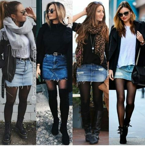 Short Skirt Outfits Winter, Jean Skirt Outfits Fall, Denim Skirt Outfit Winter, Denim Skirt Outfit Fall, Denim Mini Skirt Outfit, Denim Dress Outfit, Short Skirts Outfits, Ny Outfits, Skirt Outfits Fall