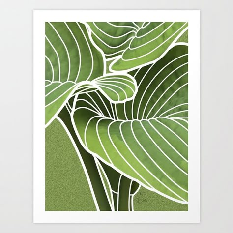 Plant Leaf Painting, Big Leaves Drawing, Abstract Leaves Painting, Leaf Illustrations, Beautiful Pencil Drawings, Green Artwork, Flower Line Drawings, Abstract Leaves, Leaves Art