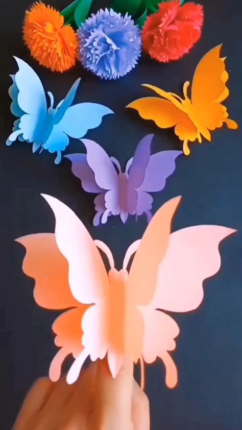 Kraf Kertas, Diy Flores, Handmade Paper Crafts, Paper Butterflies, Paper Butterfly, Diy Paper Crafts Decoration, Paper Flowers Craft, Diy Crafts Paper Flowers, Origami Crafts Diy