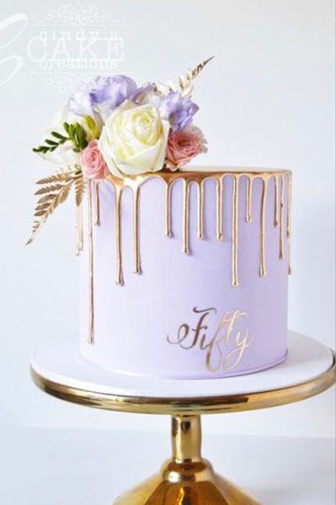 Pink And Purple Birthday Cake For Women, Lavender And Gold Cake, 18th Birthday Cake Designs, Modern Birthday Cakes, Purple Cakes Birthday, Rose Gold Cake, 21st Birthday Cakes, Purple Cakes, 18th Birthday Cake