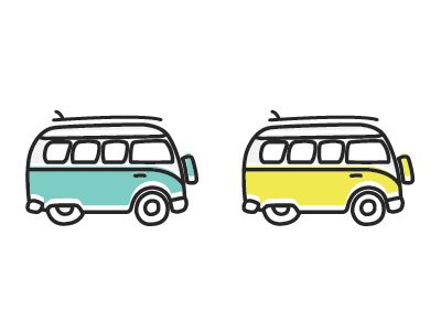 Van Wagon Icon  by Herson Rodriguez Vw Cookies, Combi Hippie, Vw Tattoo, Van Drawing, Bus Drawing, Deco Surf, Van Vw, Bus Art, Vw Art