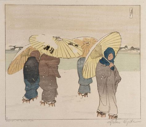 1901 helen hyde | Jean M | Flickr Helen Hyde, Bertha Lum, Shin Hanga, A Snowy Day, Nature Sketch, Japanese Woodblock Printing, Snowy Day, Rising Sun, Japanese Prints