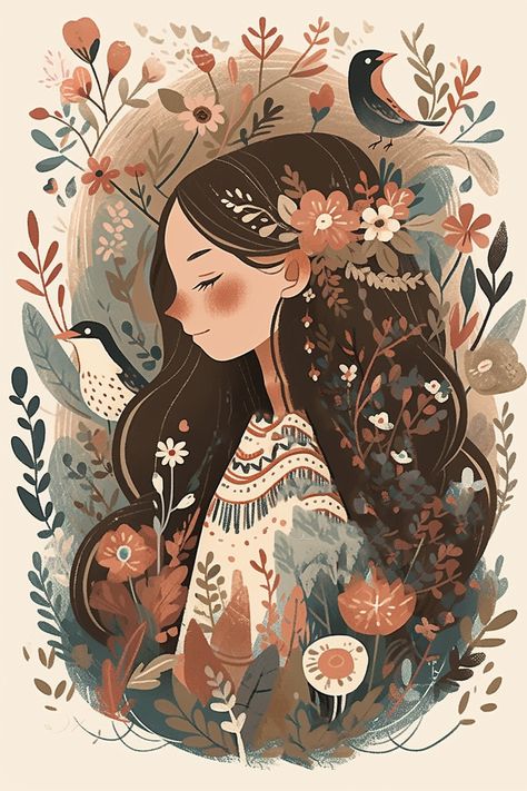 illustrations posters, art prints, digital illustration, illustration drawing, illustration art design, illustration art, illustration painting Fantasy Illustration Art Drawing, Boho Design Elements, Nature Elements Drawing, Whimsical Digital Art, Boho Digital Art, Inspirational Pictures Art, Boho Designs Art, Digital Art Styles Inspiration, Magic Illustration Art