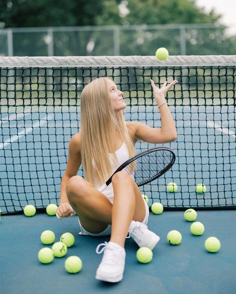 in honor of wimbledon 🎾🤍 #seniorphotos #thetwelfthyear #tennis #fargoseniorphotographer #fargophotographer Tennis Poses Photo Ideas, Tennis Photoshoot Ideas, Tennis Poses, Tennis Senior Pictures, Tennis Photoshoot, Tennis Photography, Sport Pictures, Tennis Photos, Grad Pic