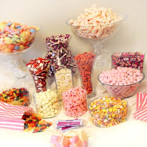 Buy sweets, jars and bowls (amazon cheap, ebay), paper bags (amazon under £2.00 for 100), serving tongs (amazon pack of 3 under £3.00) and make your own wedding, birthday, event sweet table! Cheaper than hiring a company Sweetie Table, Mini Salad, Sweets Table Wedding, Sweets Birthday, Sweet Table Wedding, Sweet Buffet, Candy Tables, Wedding Reception Menu, Indian Wedding Favors