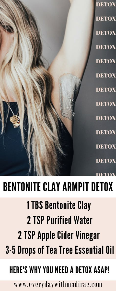 Here's Why You Might Need A Good Armpit Detox! Sharing what is means to armpit detox, how to switch to all-natural deodorant, what to expect when detoxing, & a great DIY recipe for an armpit detox bentonite clay mask! #DIY #armpit #claybenefits Bentonite Clay Mask, Diy Deodorant, All Natural Deodorant, Diy Recipe, Mask Diy, Bentonite Clay, Beauty Remedies, Clay Mask, Natural Beauty Tips