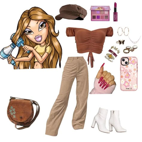 Yasmin Bratz Outfits Inspiration, Yasmin Outfits Bratz, Bratz Inspo Outfit Yasmine, Yasmin Bratz Outfit Ideas, Modest Bratz Outfits, Bratz Dolls Yasmin Outfit, Yasmin Bratz Aesthetic Outfits, Bratz Yasmin Outfit, Yasmin Bratz Outfit Halloween