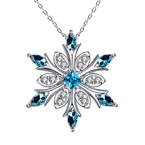 Cheap Necklaces, Crystal Snowflakes, Snowflake Pendant, Geometric Necklace, Necklace Online, Silver Blue, Blue Crystals, Pure Silver, Gift Necklace