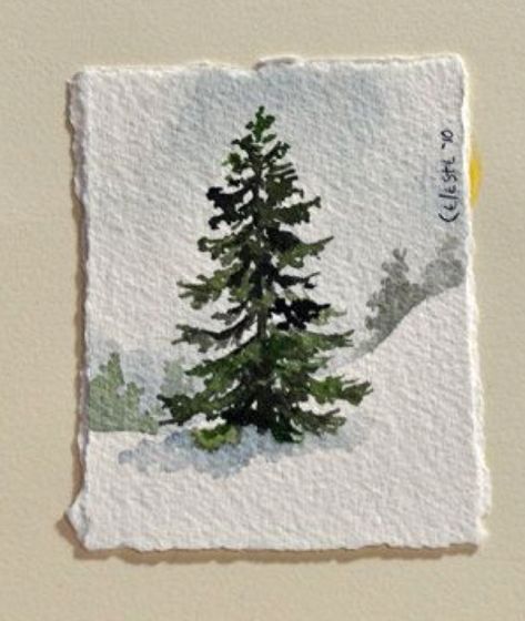 Watercolor Art For Beginners Christmas, Christmas Card Watercolor Ideas, Christmas Watercolor Ideas, Christmas Watercolor Art, Painted Christmas Cards, Painting Ideas For Beginners, Canvas For Beginners, Canvas Painting Ideas, Watercolor Paintings For Beginners