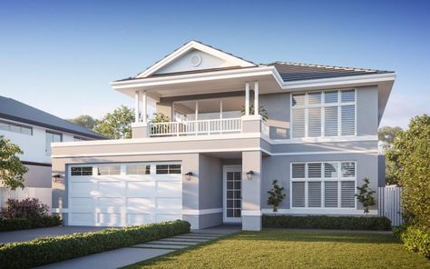 The Riverside - Oswald Homes - Luxury Home Builders Perth Modern Hamptons House, Hamptons Style Exterior, Hamptons Exterior, Hamptons Facade, Hamptons Style House, House Hamptons, Hampton Homes, Hamptons House Exterior, Hamptons Homes