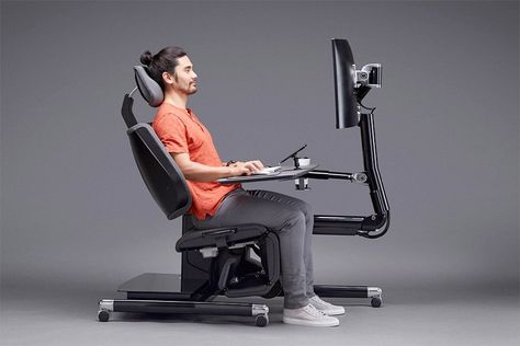 Altwork: Ultimate workstation for high-intensity computer users Ergonomic Computer Workstation, Chair And Desk, Workstations Design, Aerospace Design, Traditional Desk, Best Office Chair, Computer Workstation, Back Injury, Office Workstations