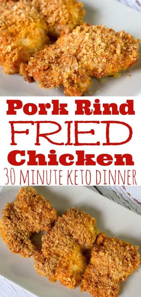 Recipes With Pork Rinds, Recipes With Pork, Low Carb Fried Chicken, Keto Pork Rinds, Pork Rind Recipes, Keto Chicken Recipes, Keto Fried Chicken, Pork Rind, Chicken Keto