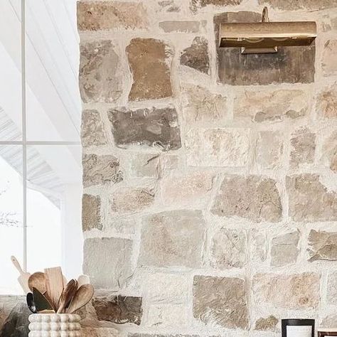 Brick Or Stone Backsplash, Stone Kitchen Range, Stone Covered Range Hood, Stone Veneer Kitchen Backsplash, Stone In Kitchen Wall, Stone Wall Kitchen Backsplash, Stone Backsplash Kitchen Rustic, Stone Wall In Kitchen, Limestone Backsplash Kitchen