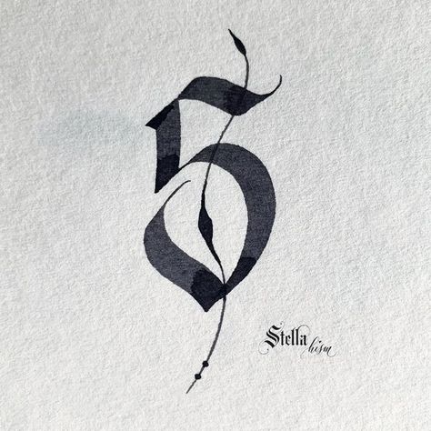 Stellating on Instagram: "Number 5 - Gothic numbers (Ikebana collection) #cmalphabet_day32 #calligraphymasterschallenges21" 5 Number Tattoo, 5 Tattoo Number Design, 5 Tattoo Ideas Number, 1 Tattoo Number, Number 5 Tattoo Fonts, Hand Lettering Numbers, Number 5 Tattoo Ideas, Number Fonts For Tattoos Design, 5 Tattoo Number