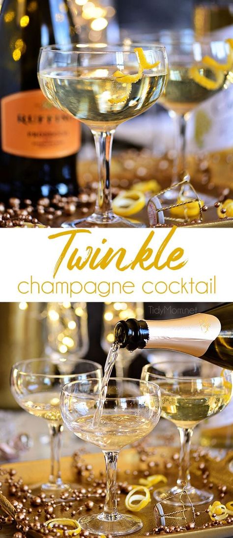 A Twinkle champagne cocktail is a great way to add a little sparkle to your celebrations. With its champagne top and glitzy name, this light delicately flavored Downton Abbey-inspired drink is ideal for a New Year's Eve or Valentine's Day. Print the recipe at TidyMom.net #cocktails #champagne #newyearseve #valentinesday via @tidymom Pear Martini, New Year's Drinks, Cocktail Champagne, New Years Cocktails, Vodka Wine, Champagne Drinks, Recipe Girl, Food Stamps, Brunch Cocktails