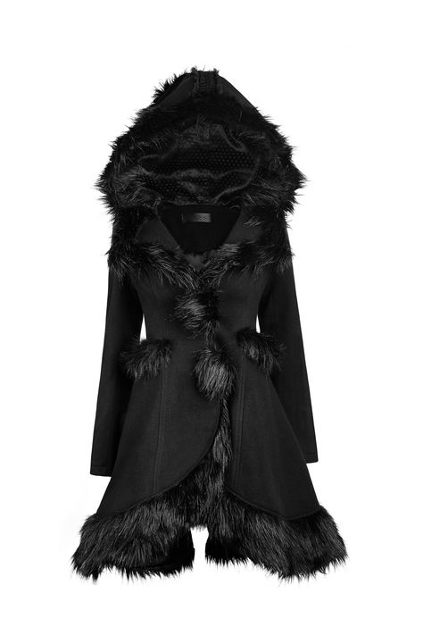 Pyon Pyon Faux Fur Trim Coat    Stunning Winter warmer from Pyon Pyon! This beautiful coat features an eye catching faux fur trim on the hood, pockets, and lapels, as well as corset style lace ribbon laci...